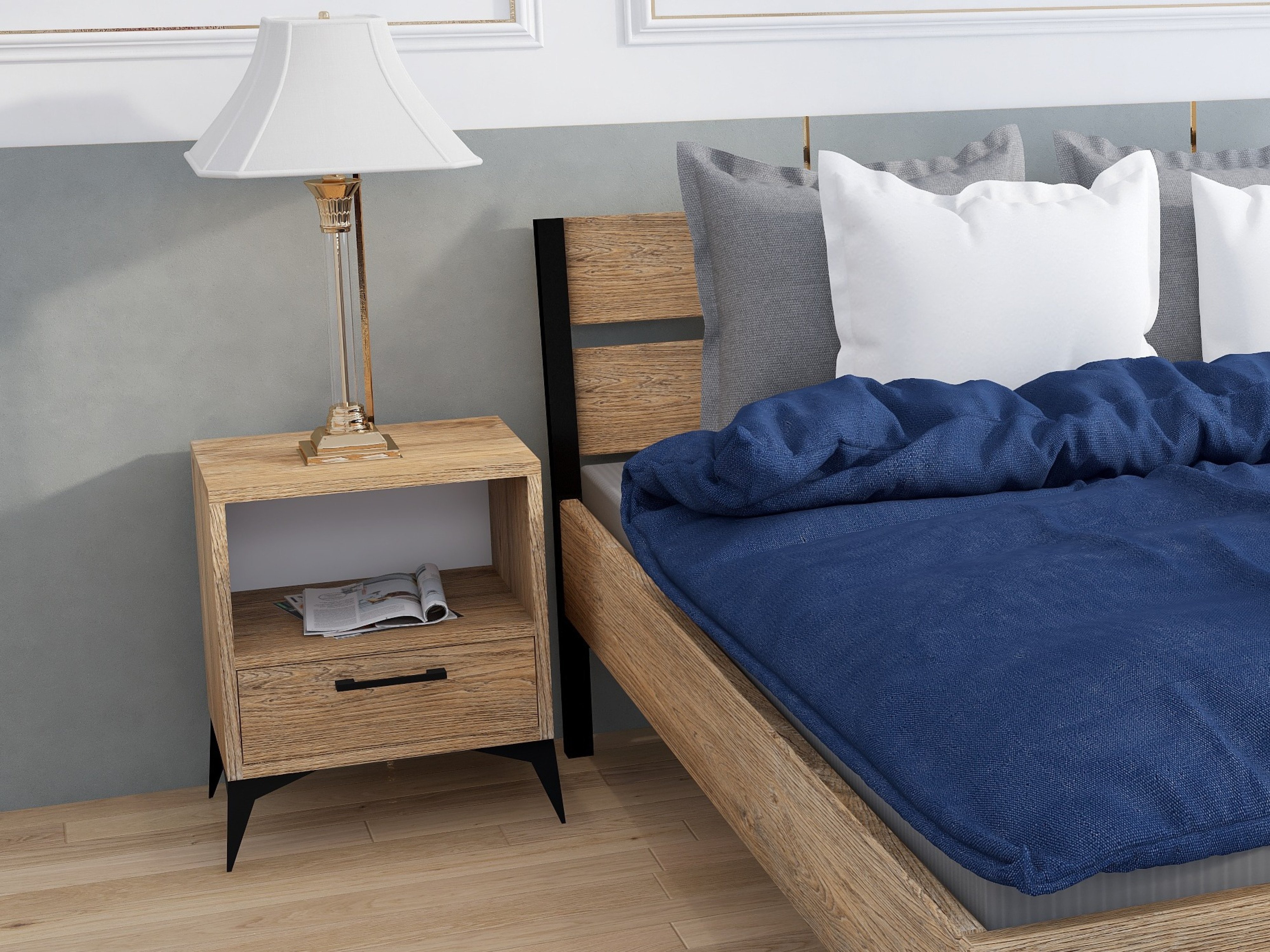 Szafka nocna z litego dębu w odcieniu rustic