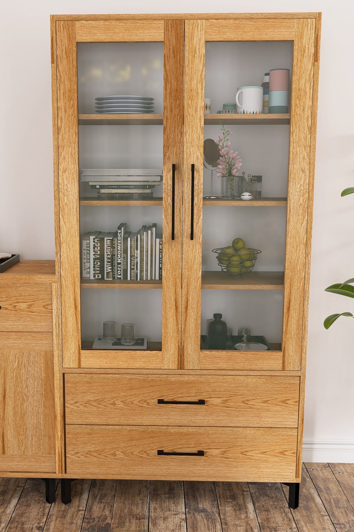 Witryna dębowa do salonu