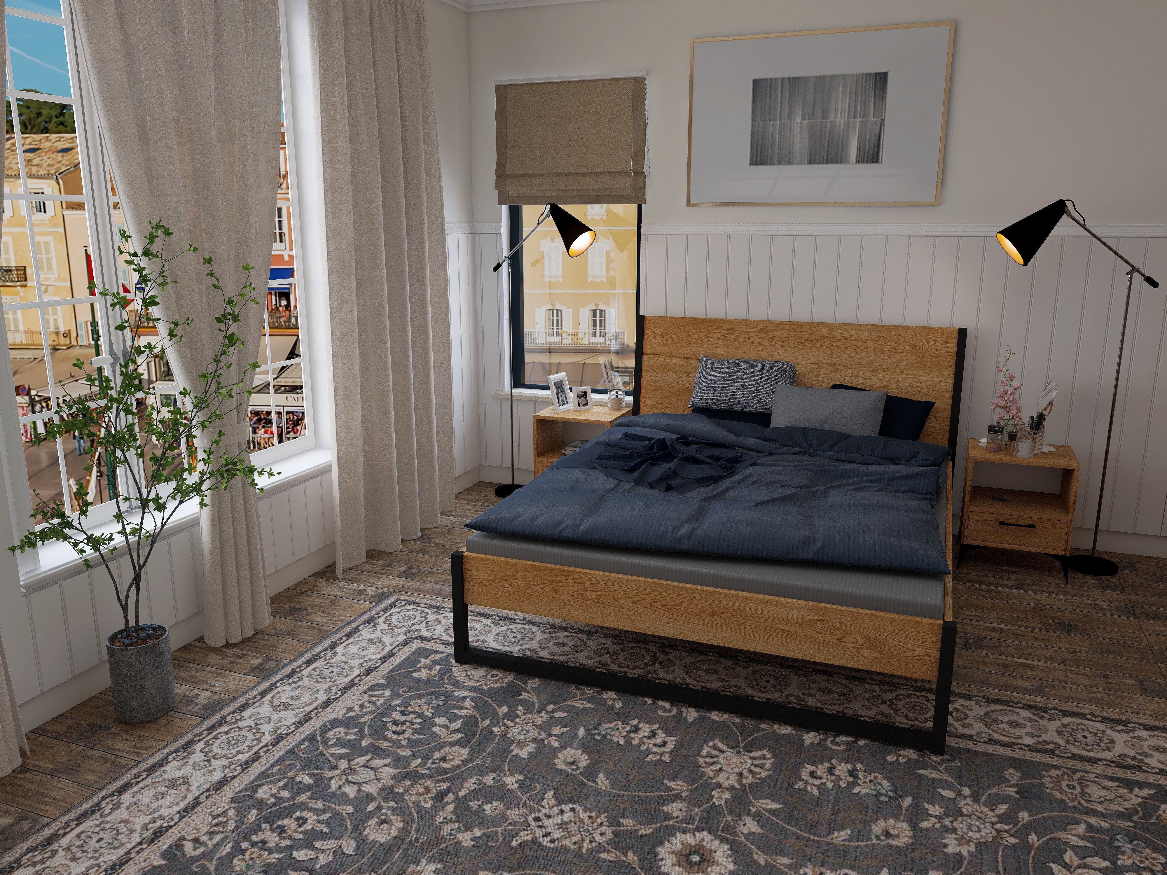 Łóżko w stylu loft