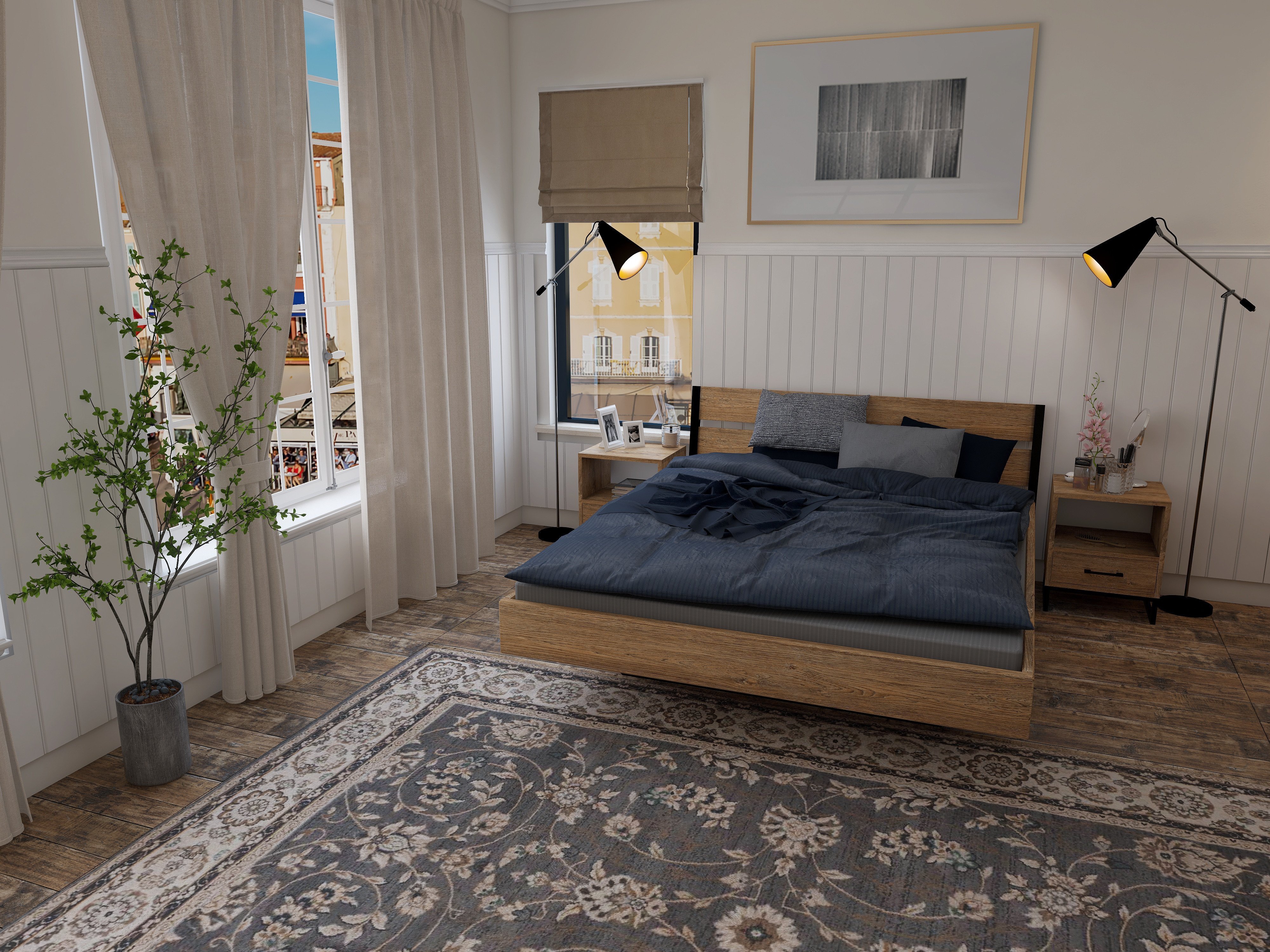 Łóżko z litego dębowego drewna