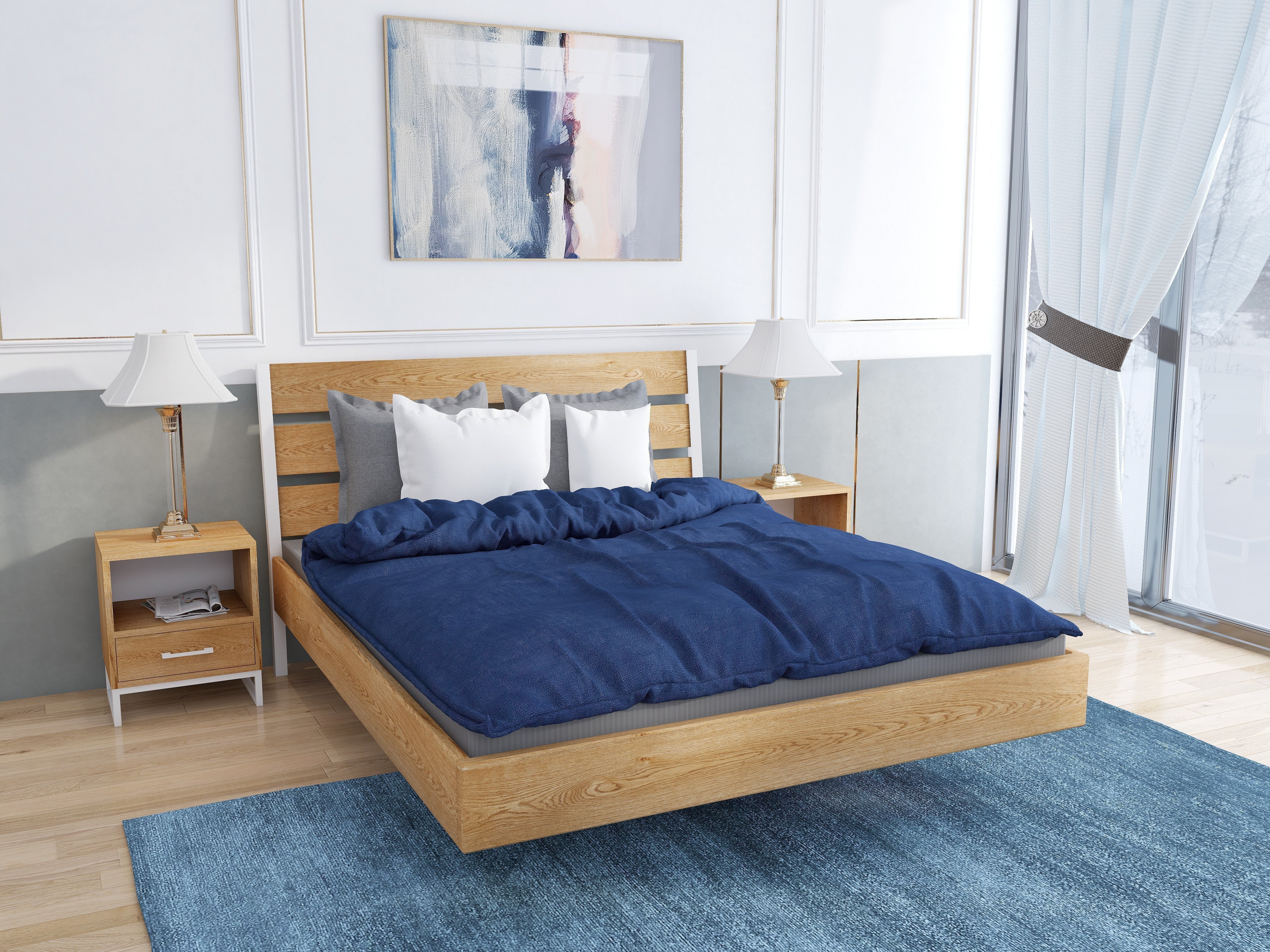 Łóżko z litego dębowego drewna