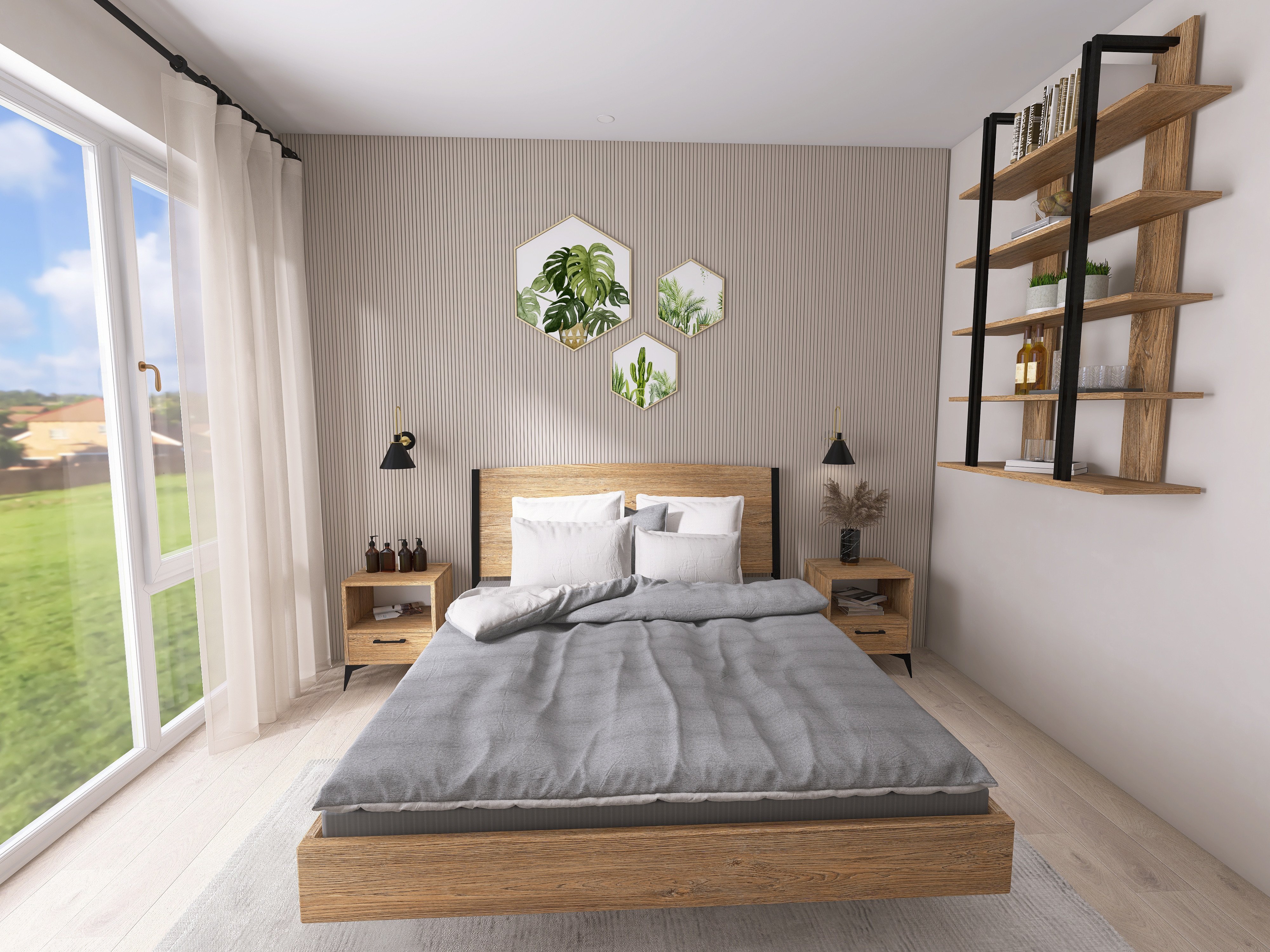 Łóżko z litego dębowego drewna