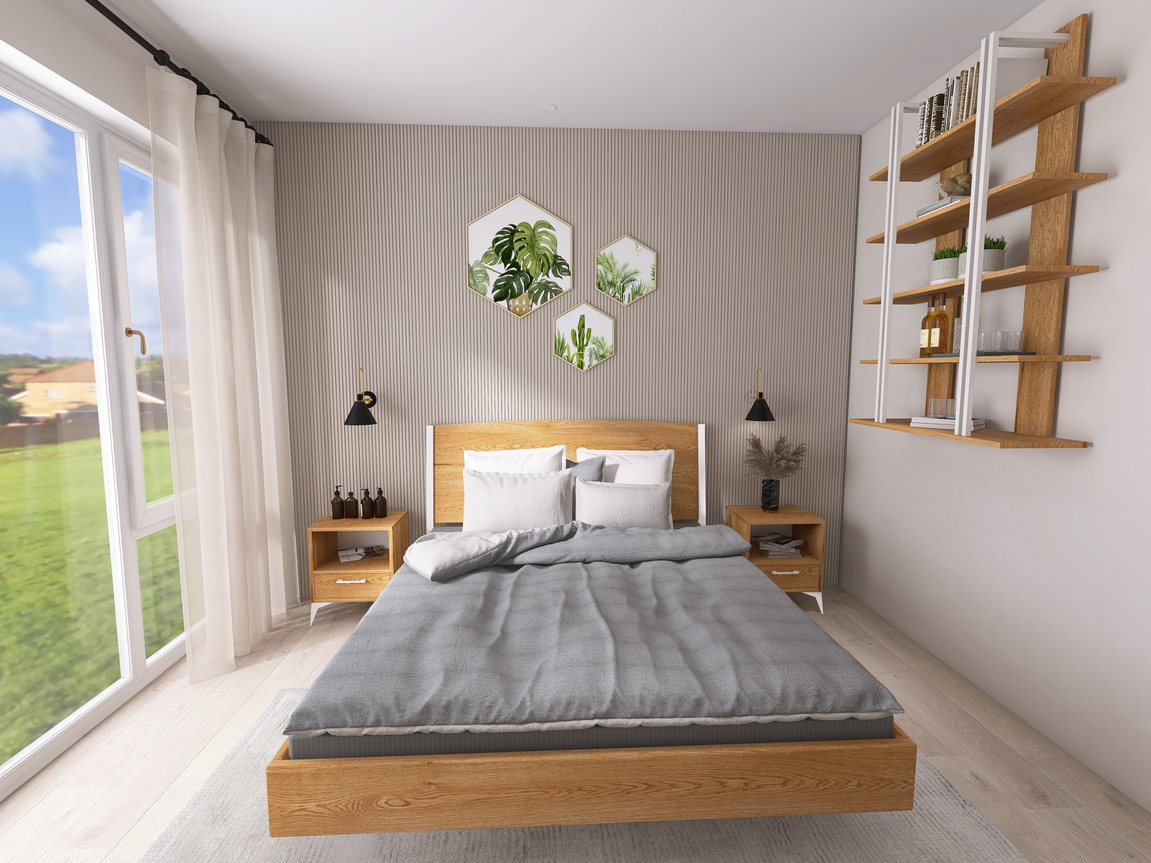 Łóżko z litego dębowego drewna