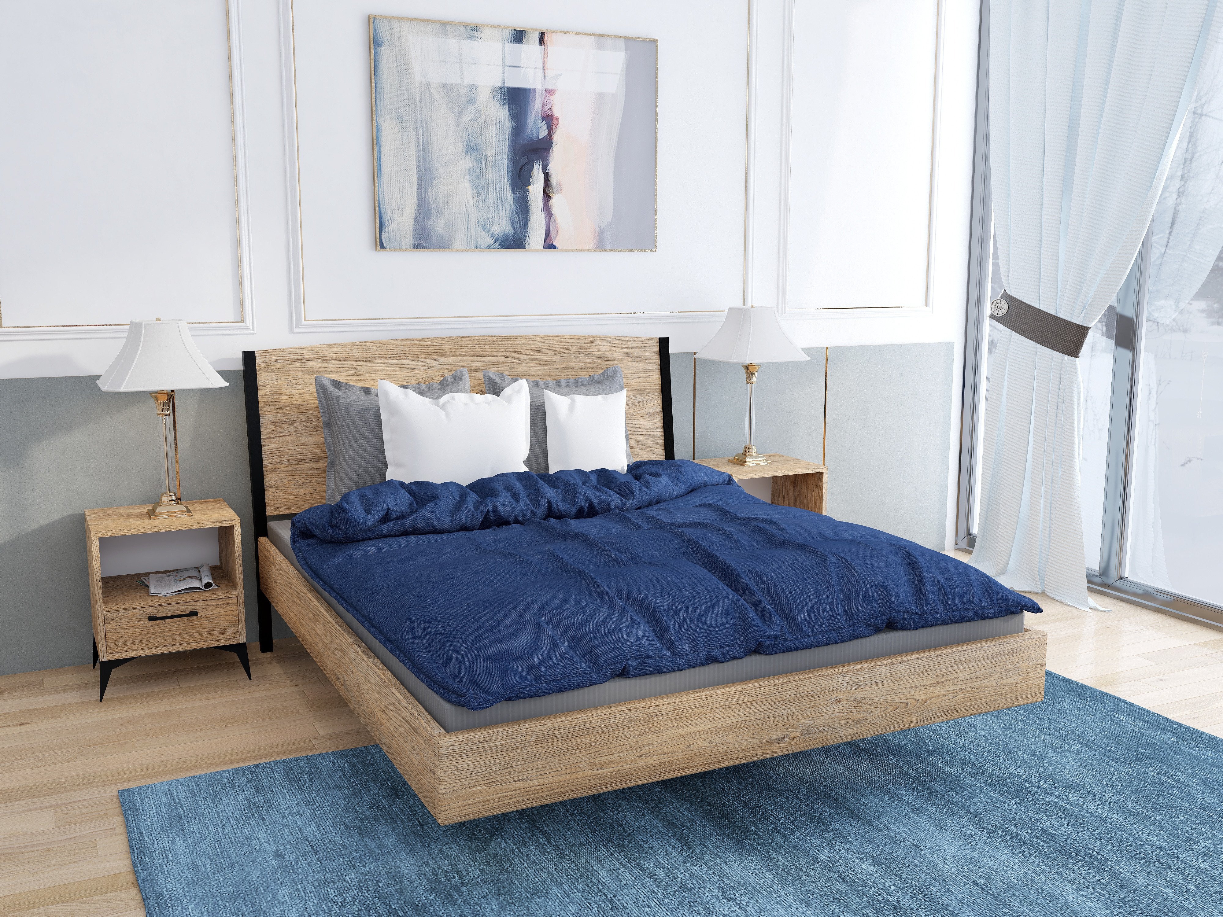 Łóżko z litego dębowego drewna