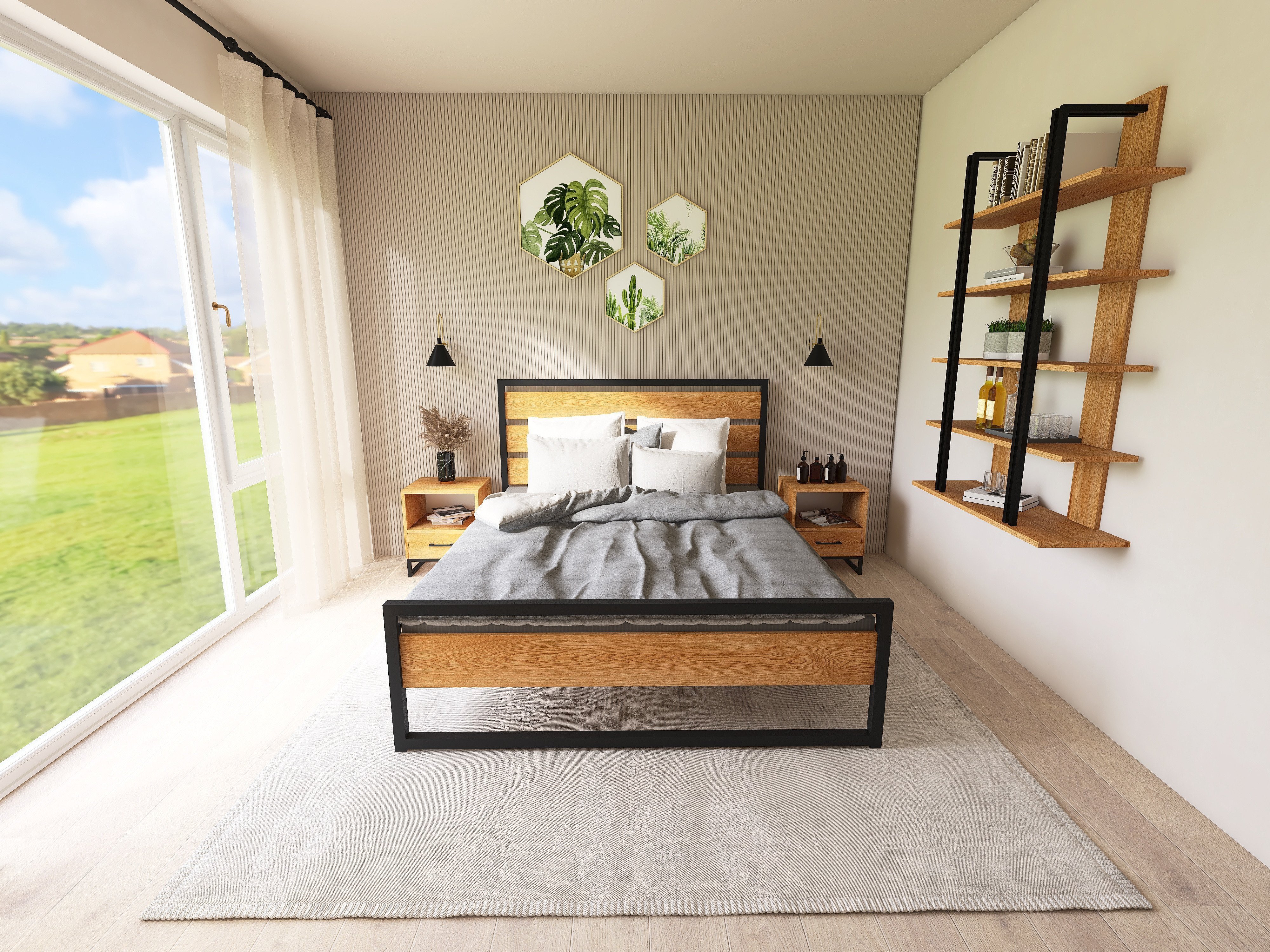 Łóżko z litego dębowego drewna