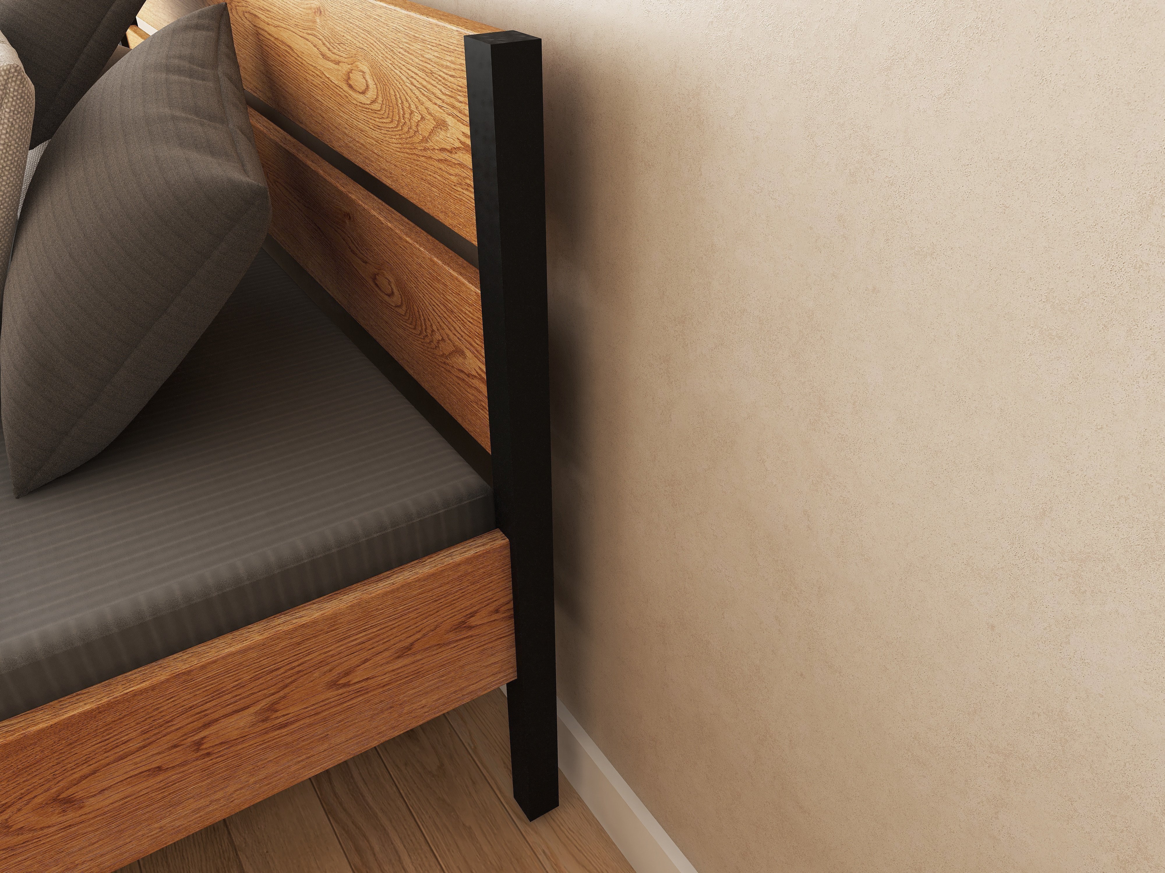 Łóżko z litego dębowego drewna