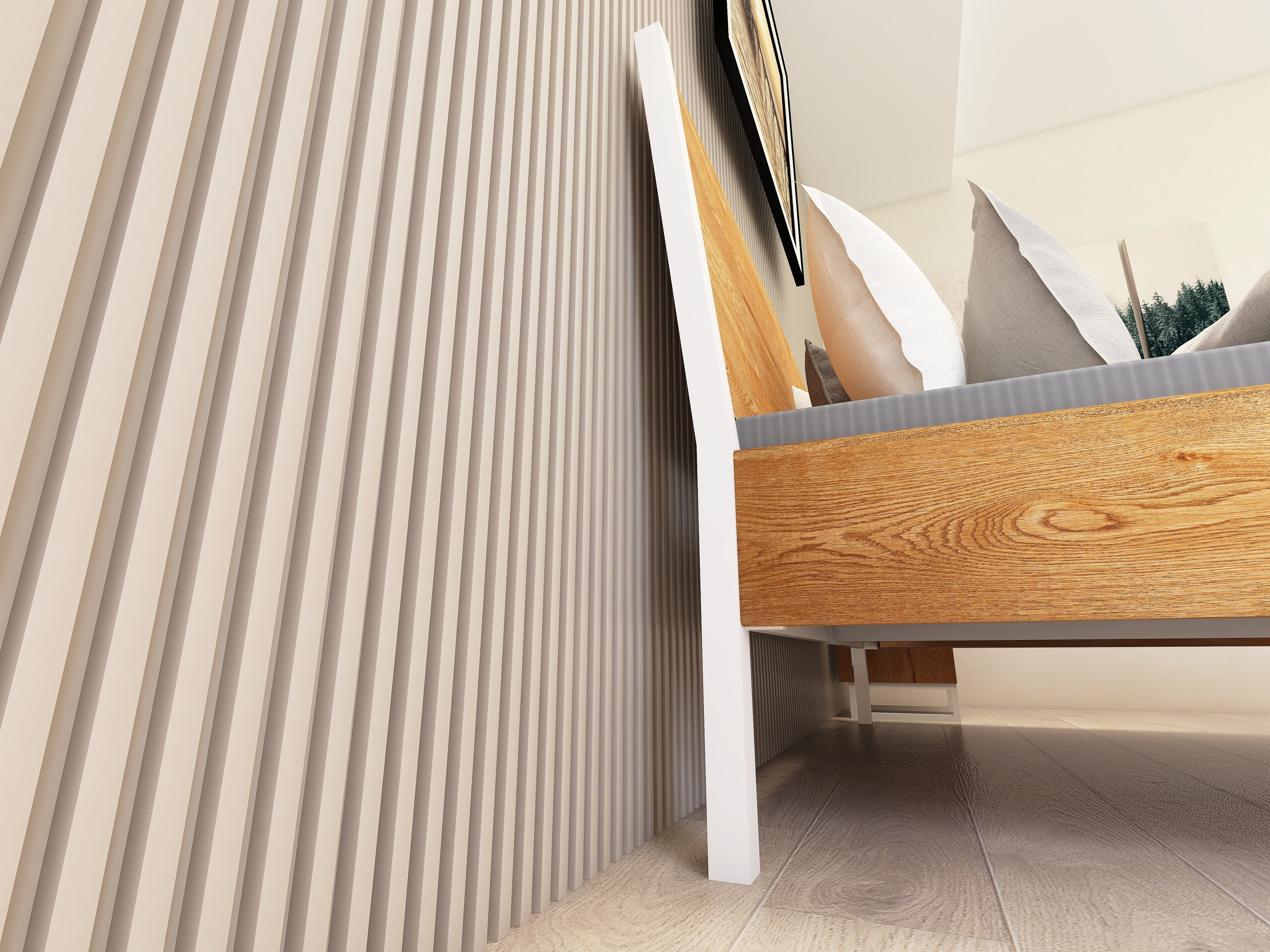 Łóżko z litego dębowego drewna