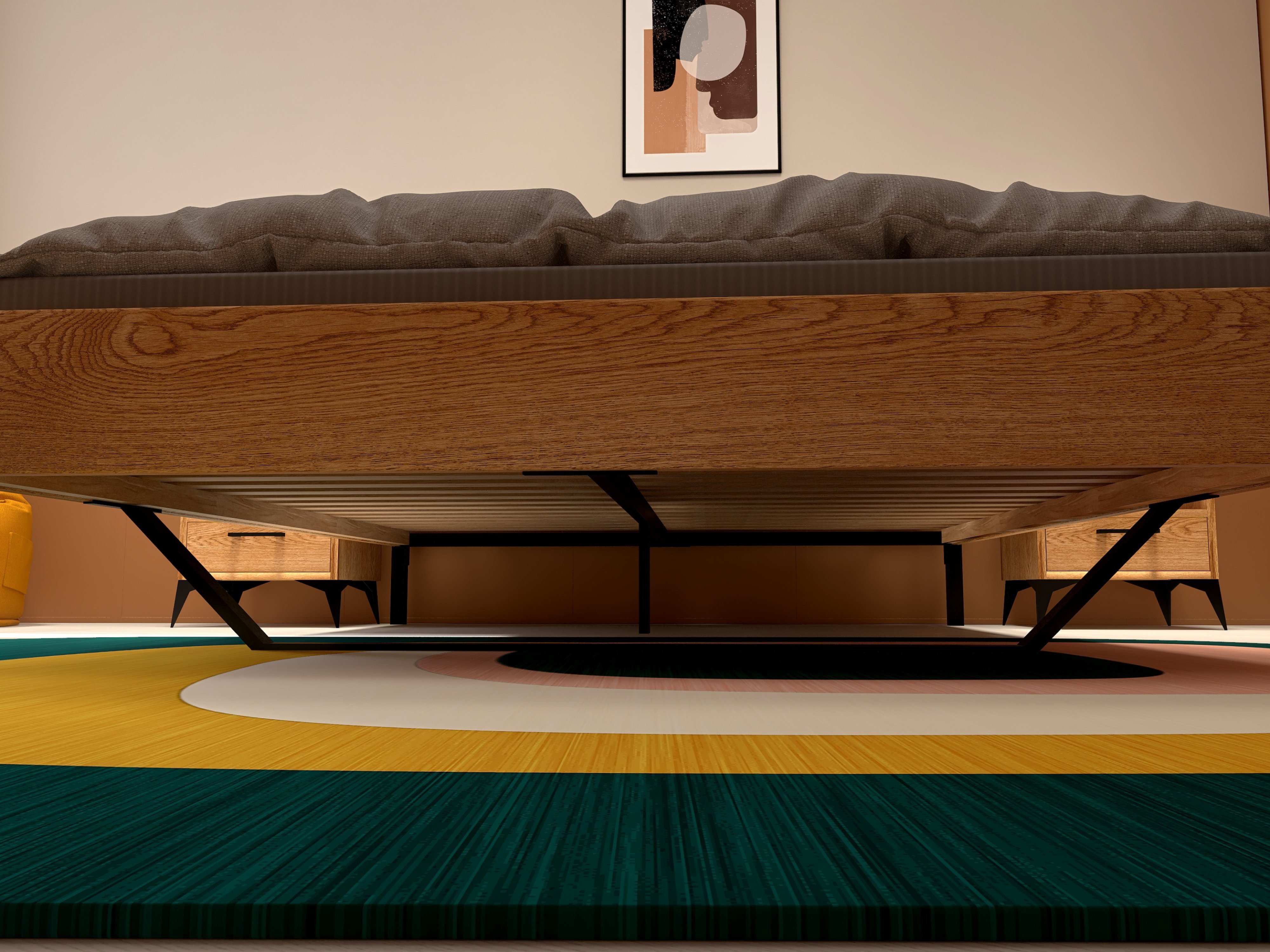 Łóżko z litego dębowego drewna