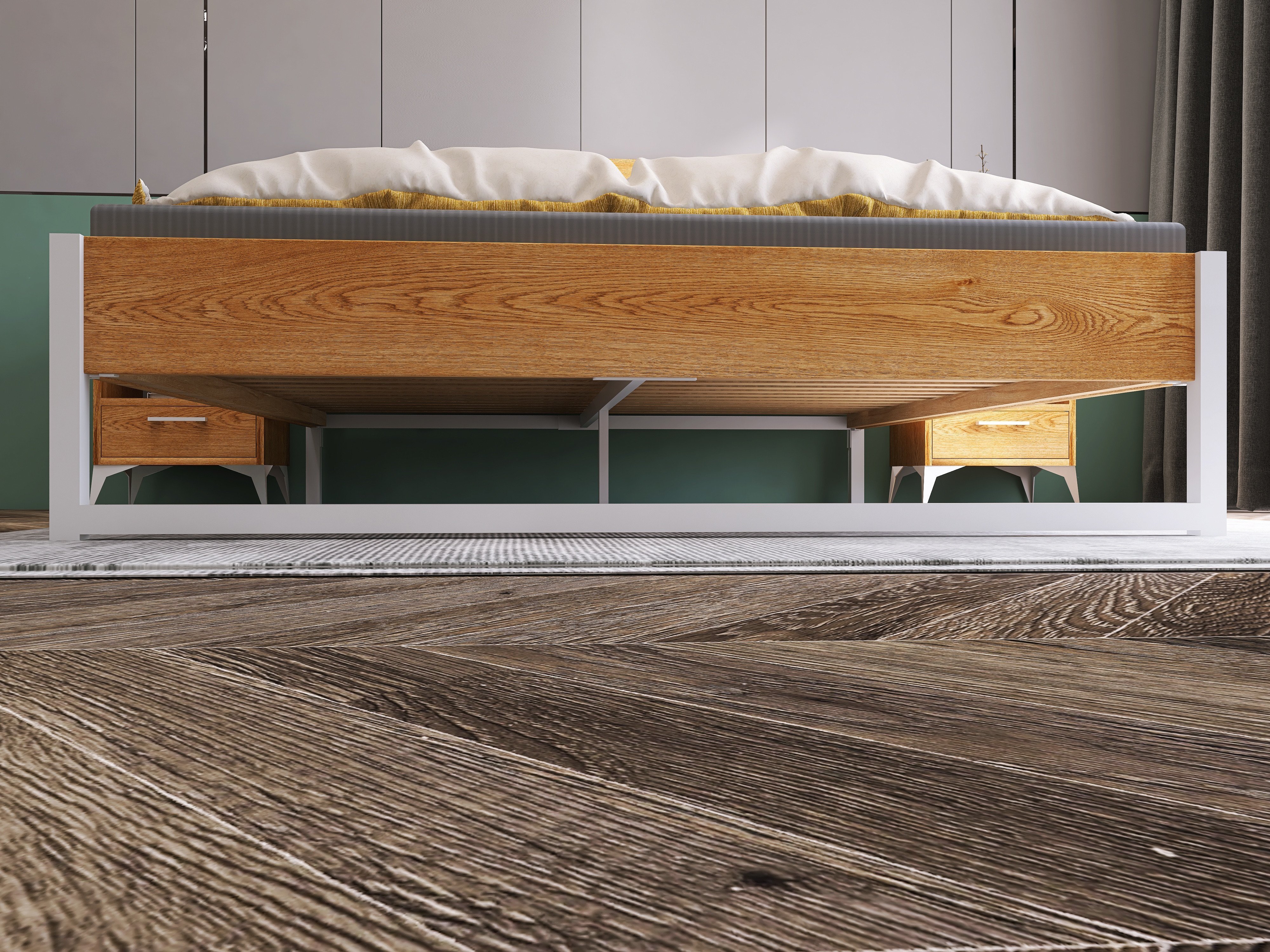 Łóżko z litego dębowego drewna