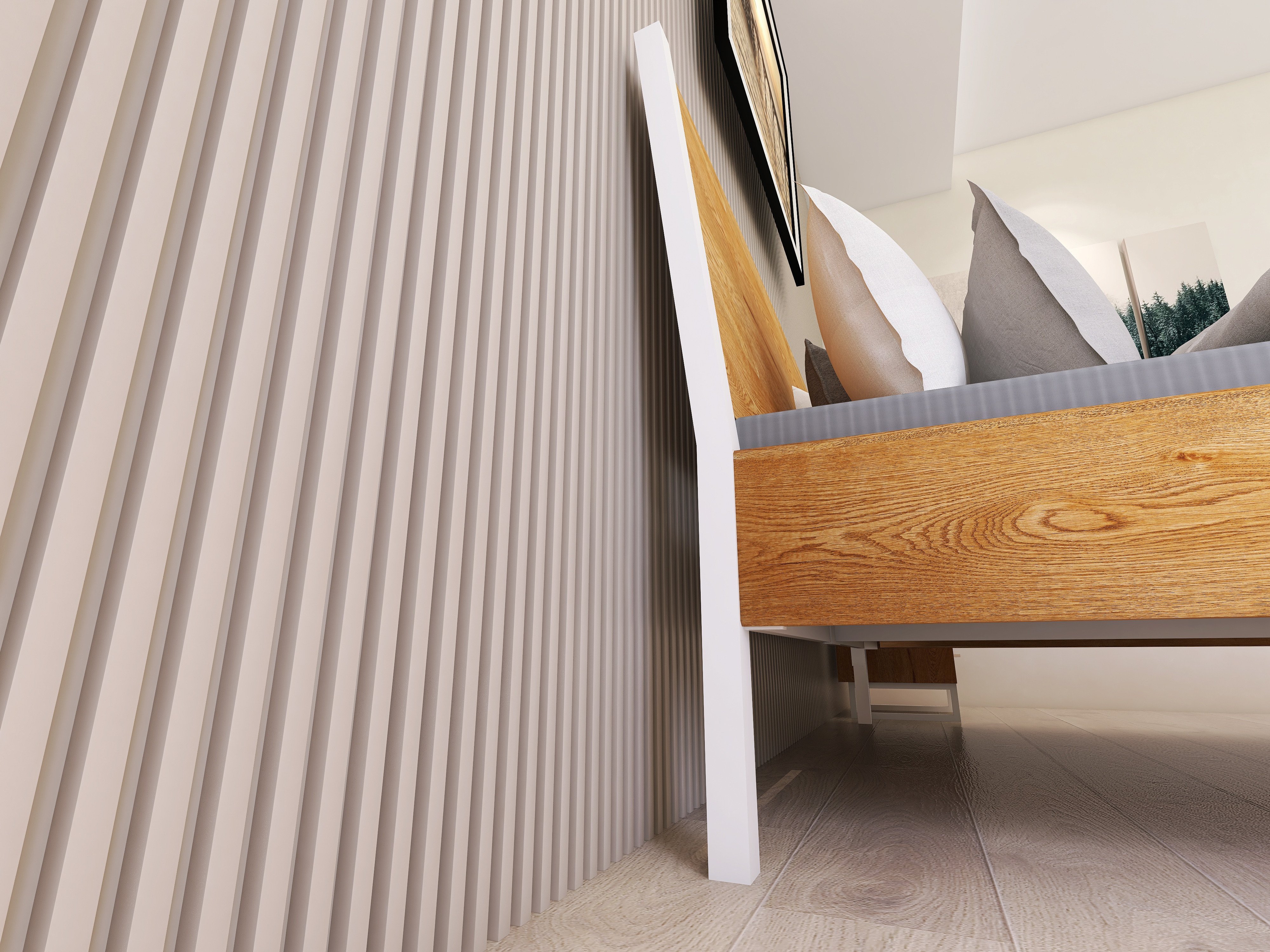 Łóżko z litego dębowego drewna